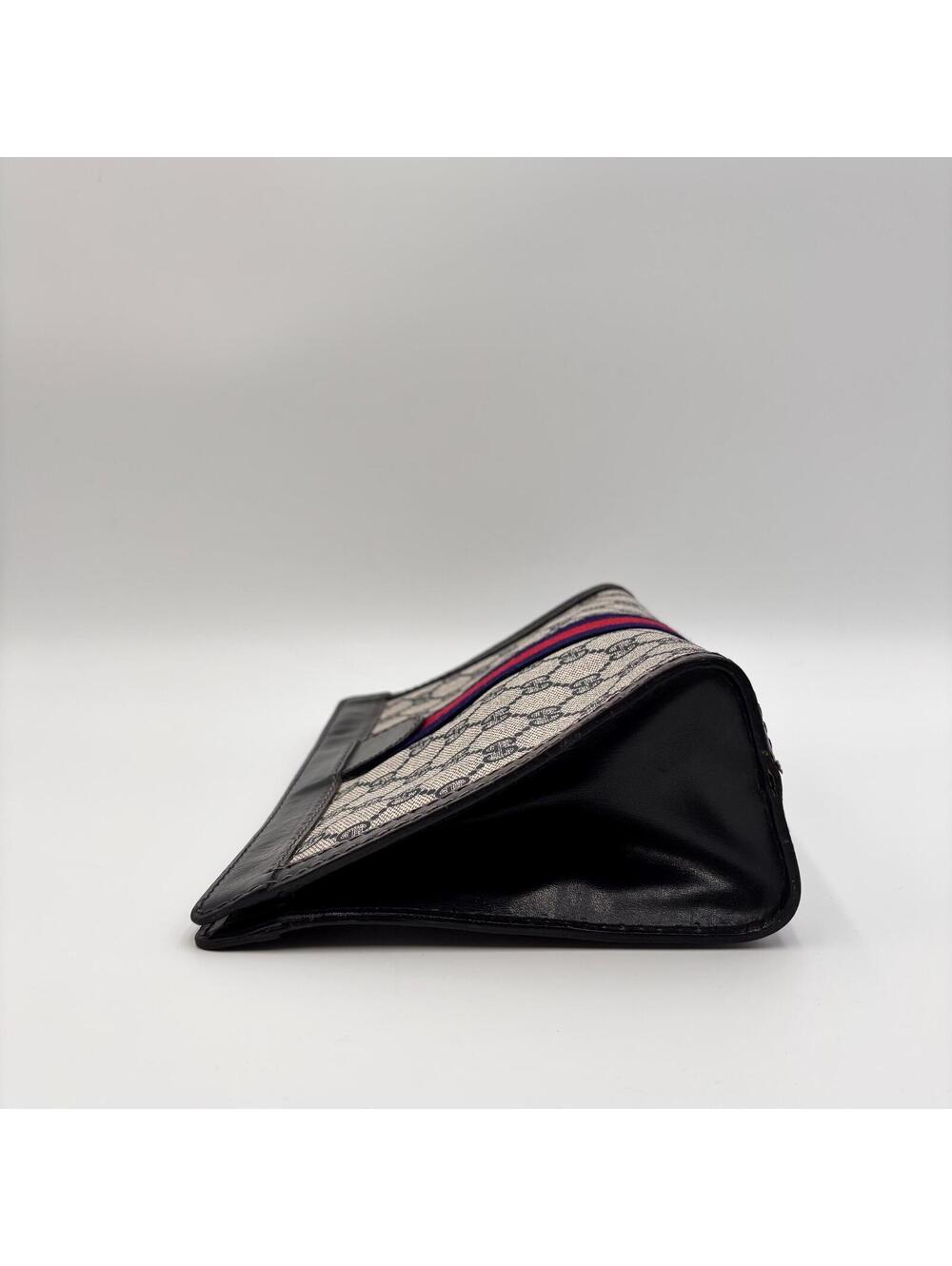 Gucci Vintage GG Supreme Web Clutch Pouch Bag Navy Red - Picture 2 of 8